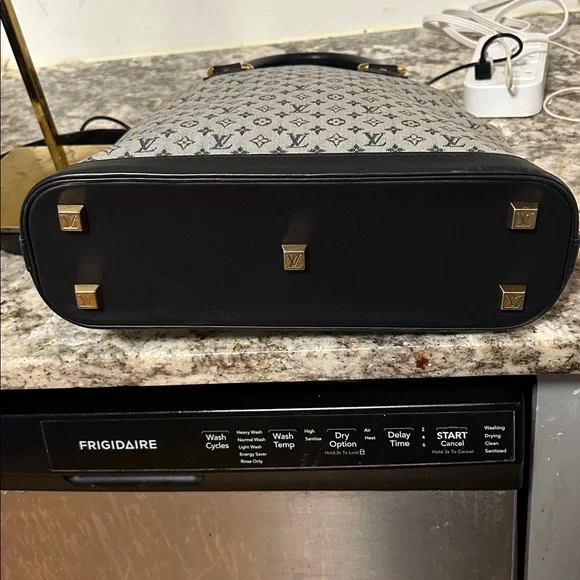 Louis Vuitton Monogram Satchel - Gray and Navy Blue PRE-OWNED. - Picture 7 of 14